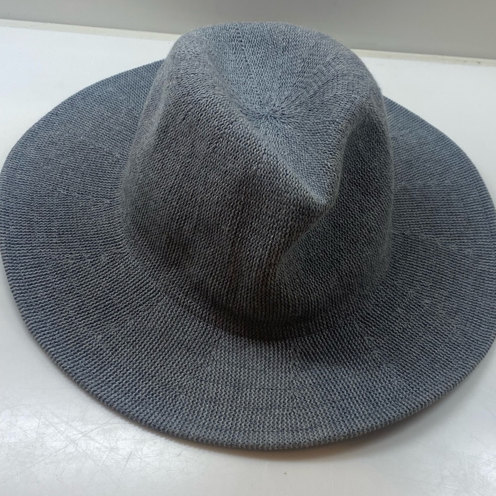 Woman’s Gray Fedora Anthropologie Adjustable Hat Cotton Blend Rancher